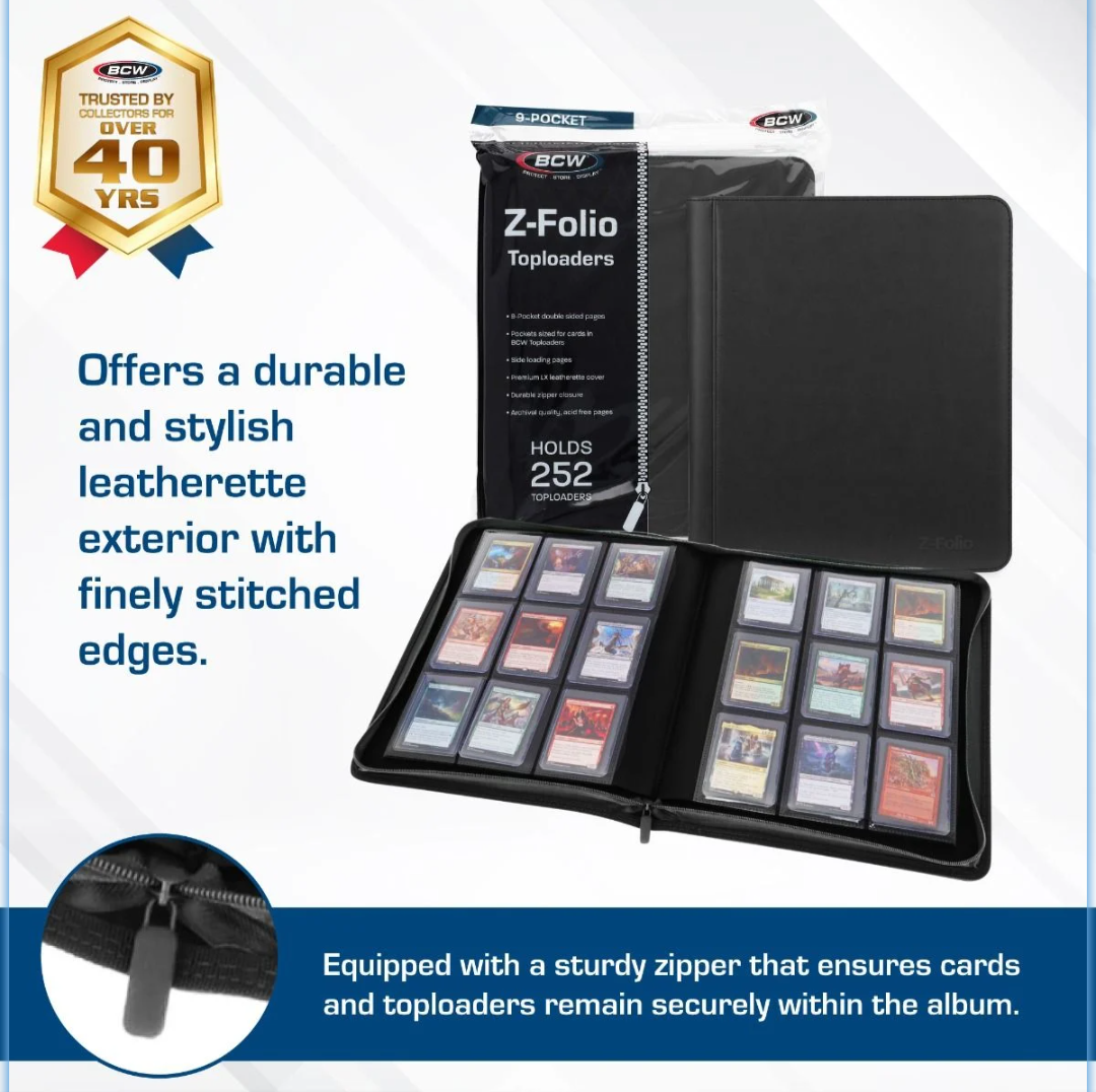 BCW Supplies Z-Folio 9-Pocket LX Album - Toploaders - Black