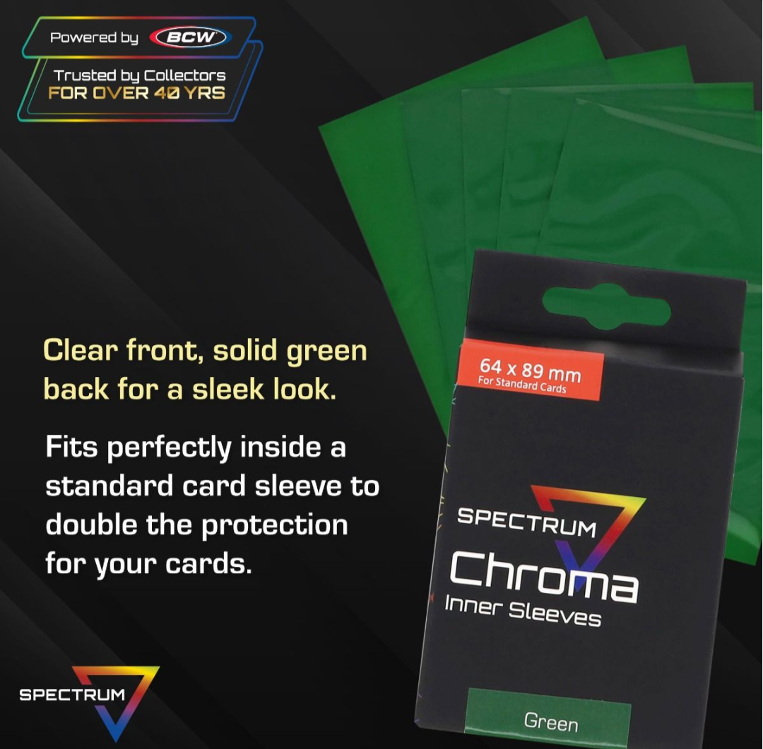 BCW Supplies Chroma Inner Sleeve: Green 100 Sleeves per Pack