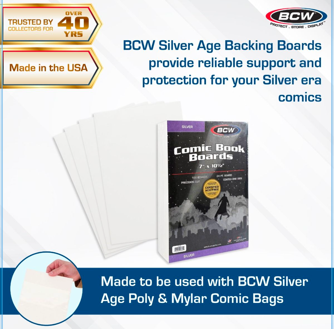 BCW Supplies Silver Age Comic Backing Boards 100 pack