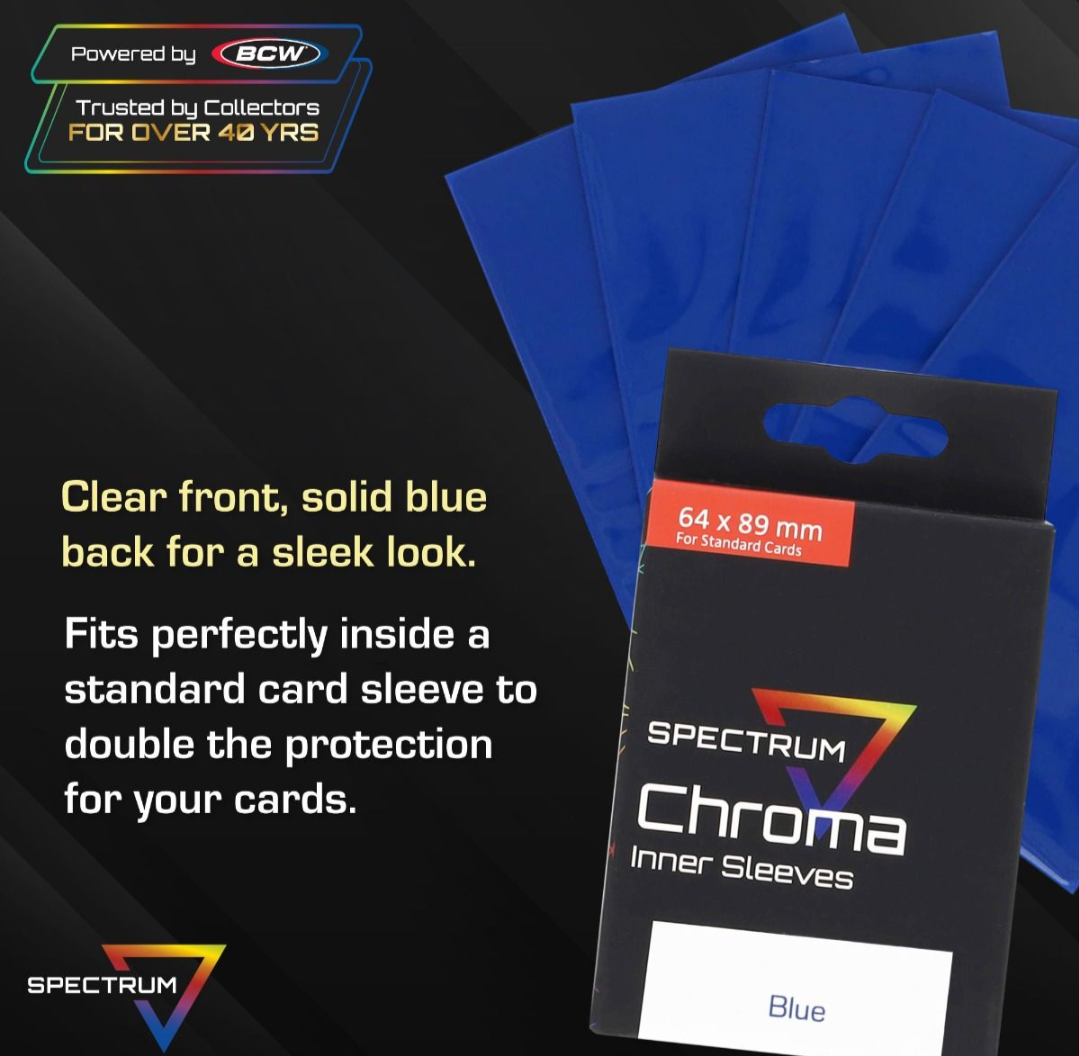 BCW Supplies Chroma Inner Sleeve: Blue 100 Sleeves per Pack