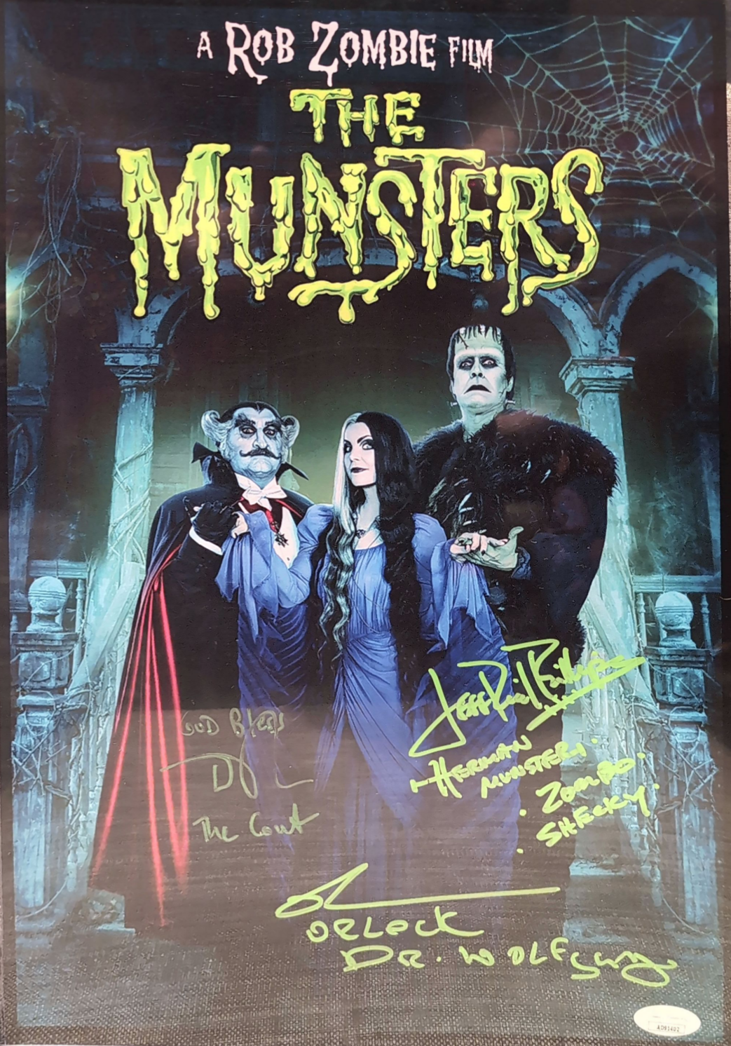 SIGNED Daniel Roebuck, Jeff Daniel Phillips, & Richard Brake The Munsters 11x17 Print JSA