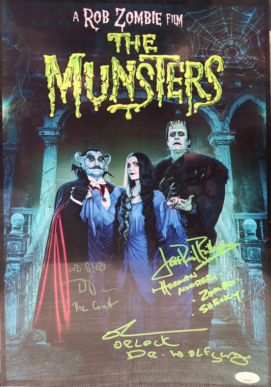 SIGNED Daniel Roebuck, Jeff Daniel Phillips, & Richard Brake The Munsters 11x17 Print JSA