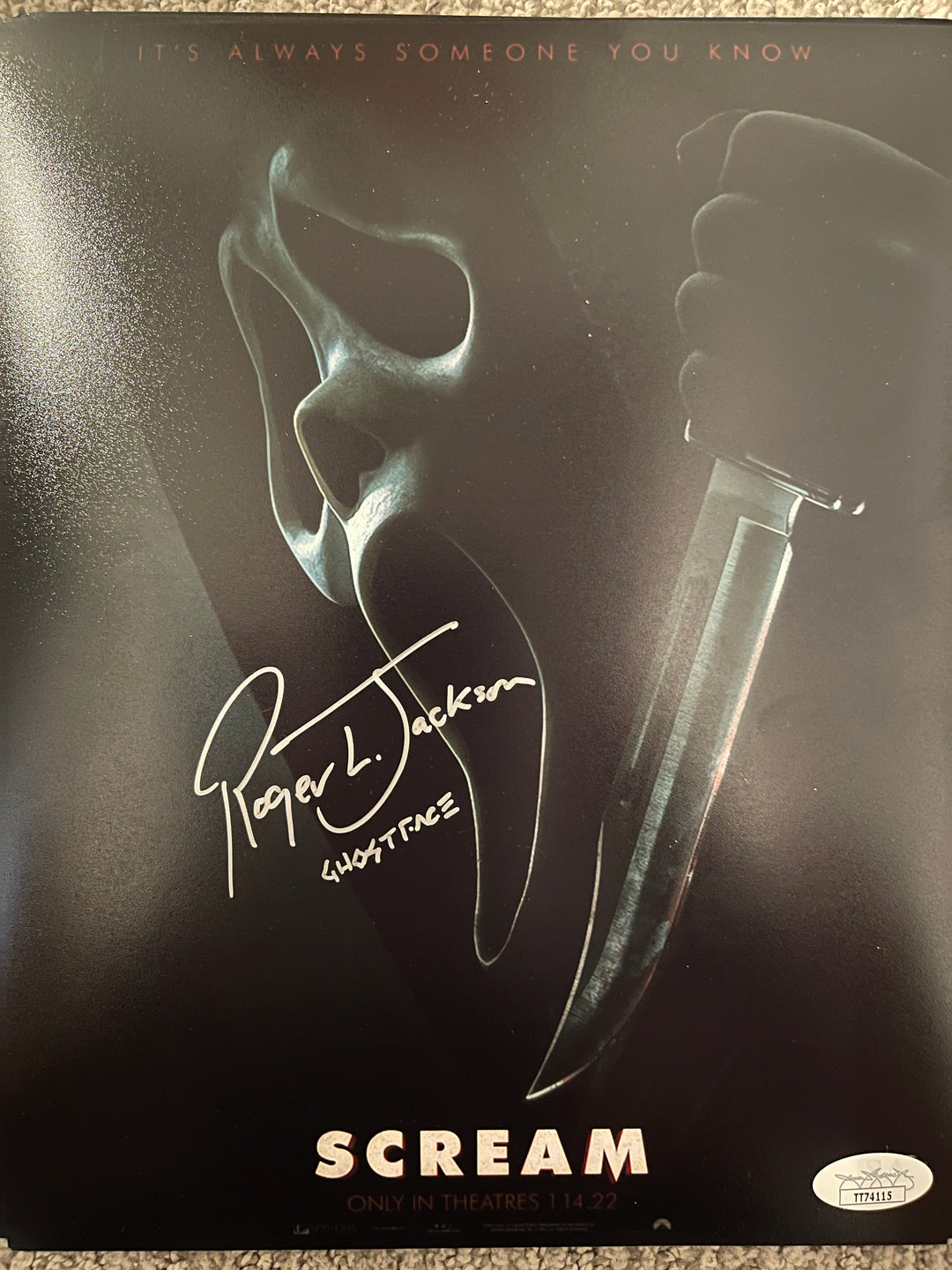 Roger Jackson SIGNED Scream Ghostface 8x10 Print JSA