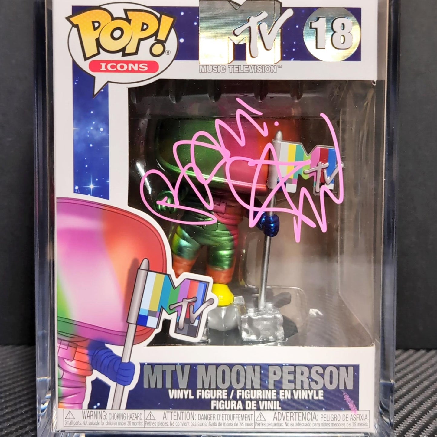SIGNED Bam Margera Funko Pop! MTV Rainbow Moon Person 18 JSA COA With PopShield Armor